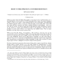 Right to Free Speech in a Censored Democracy