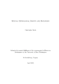 Special Orthogonal Groups and Rotations