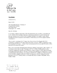Clinton Presidential Records in Response to the Freedom of Information Act (FOIA) Requests Listed in Attachment A