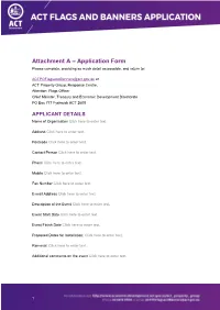 Flags and Banner ACT Government Application