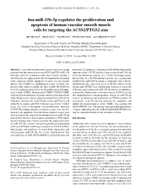 Hsa‑Mir‑15B‑5P Regulates the Proliferation and Apoptosis of Human Vascular Smooth Muscle Cells by Targeting the ACSS2/PTGS2 Axis