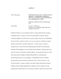 Intergroup Dialogue and Religious Identity: Addressing Christian Privilege and Religious Oppression in Us Higher Education