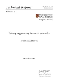 Privacy Engineering for Social Networks
