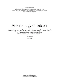 An Ontology of Bitcoin Assessing the Value of Bitcoin Through an Analysis of Its Inherent Digital Labour