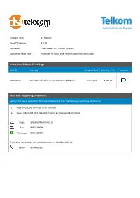 Authorised Service Provider Select Your Telkom LTE Package Send