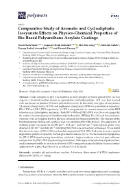 Comparative Study of Aromatic and Cycloaliphatic Isocyanate Effects On
