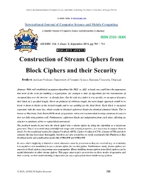 Construction of Stream Ciphers from Block Ciphers and Their Security