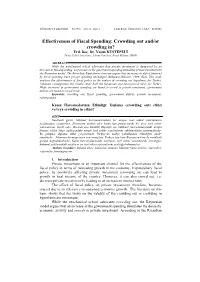 Effectiveness of Fiscal Spending: Crowding out And/Or Crowding In? Yrd