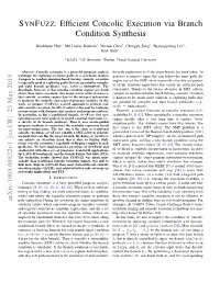 Efficient Concolic Execution Via Branch Condition Synthesis