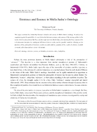 Existence and Essence in Mulla Sadra's Ontology