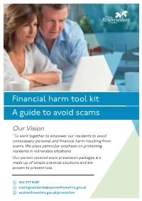 Financial Harm Tool Kit a Guide to Avoid Scams