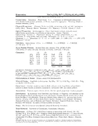 Kaersutite Naca2[(Mg; Fe )4Ti](Si6al2)O22(OH)2 C 2001 Mineral Data Publishing, Version 1.2 ° Crystal Data: Monoclinic