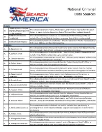 National Criminal Data Sources