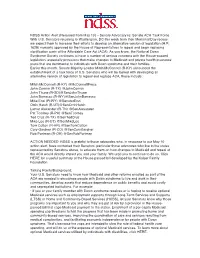 NDSS Action Alert Reissued from May 10