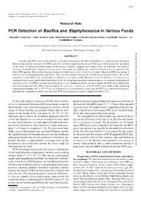 PCR Detection of Bacillus and Staphylococcus in Various Foods