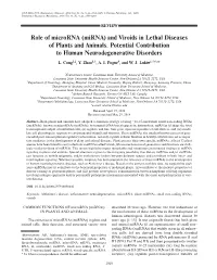 Role of Microrna (Mirna) and Viroids in Lethal Diseases of Plants and Animals