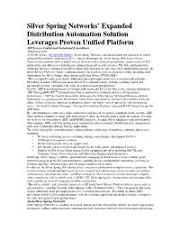 Silver Spring Networks' Expanded Distribution Automation Solution Leverages Proven Unified Platform