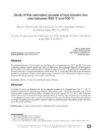 Study of the Calcination Process of Two Limonitic Iron Ores Between 250 °C and 950 °C