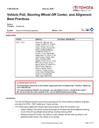 Vehicle Pull, Steering Wheel Off Center, and Alignment Best Practices