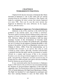 Chapter Ii Terrorism in Indonesia