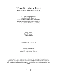 Ethanol from Sugar Beets: a Process and Economic Analysis