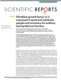 Fibroblast Growth Factor 12 Is Expressed in Spiral and Vestibular