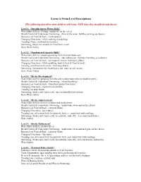 Learn to Swim Level Descriptions