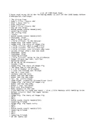 List of 1000 Book Read