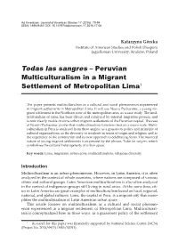 Peruvian Multiculturalism in a Migrant Settlement of Metropolitan Lima1
