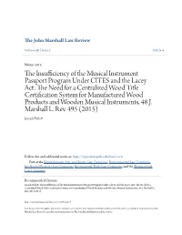 The Insufficiency of the Musical Instrument Passport Program Under