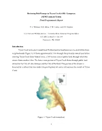 Tryon Creek Restoration Monitoring Project
