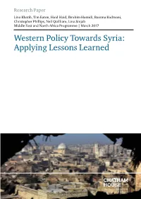 Western Policy Towards Syria: Applying Lessons Learned Contents