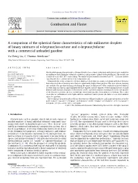 A Comparison of the Spherical Flame Characteristics of Sub-Millimeter Droplets of Binary Mixtures of N-Heptane/Iso-Octane and N