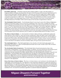 About First Nation Autonomy & Anishinabek Unity