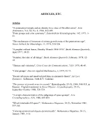 Articles, Etc