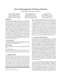 Device Microagent for Iot Home Gateway a Lightweight Plug-N-Play Architecture