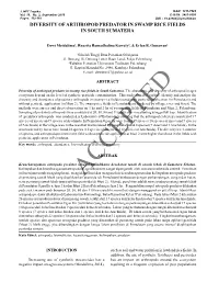 Diversity of Arthropod Predator in Swamp Rice Fields in South Sumatera