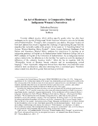 An Act of Resistance: a Comparative Study of Indigenous Women's