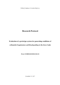 Evaluation of a Prototype System for Generating Conditions of Orthostatic Hypotension and Blood Pooling in the Lower Body