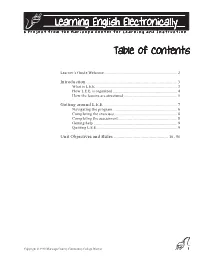 Learning English Electronically Table of Contents