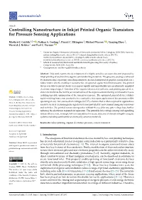 Controlling Nanostructure in Inkjet Printed Organic Transistors for Pressure Sensing Applications
