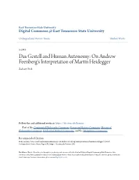 Das Gestell and Human Autonomy: on Andrew Feenberg's Interpretation of Martin Heidegger Zachary Peck