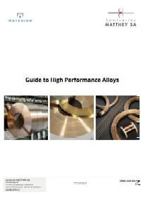 Guide to High Performance Alloys