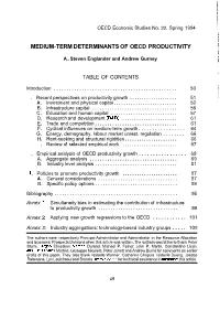 Medium-Term Determinants of Oecd Productivity