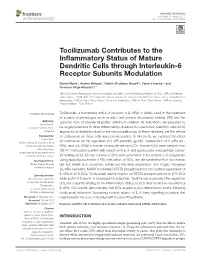 Tocilizumab Contributes to the Inflammatory Status of Mature Dendritic Cells Through Interleukin-6 Receptor Subunits Modulation
