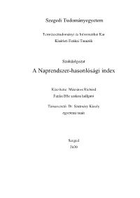 A Naprendszer-Hasonlósági Index