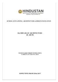 Bachelor of Architecture (B. Arch)
