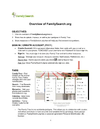 Overview of Familysearch.Org