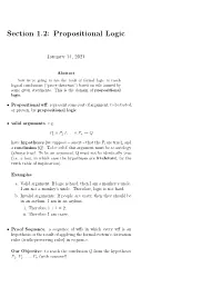 Section 1.2: Propositional Logic