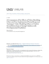 A Comparison of the Effects of Video Modeling Other and Peer-Implemented Pivotal Response Training to Video Modeling Other on Po